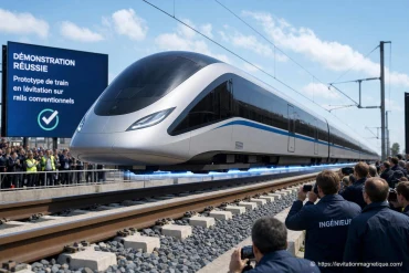 Démonstration réussie d’un prototype de train en lévitation sur des rails conventionnels