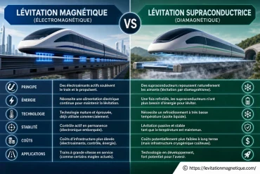 Différences entre lévitation magnétique et supraconductrice