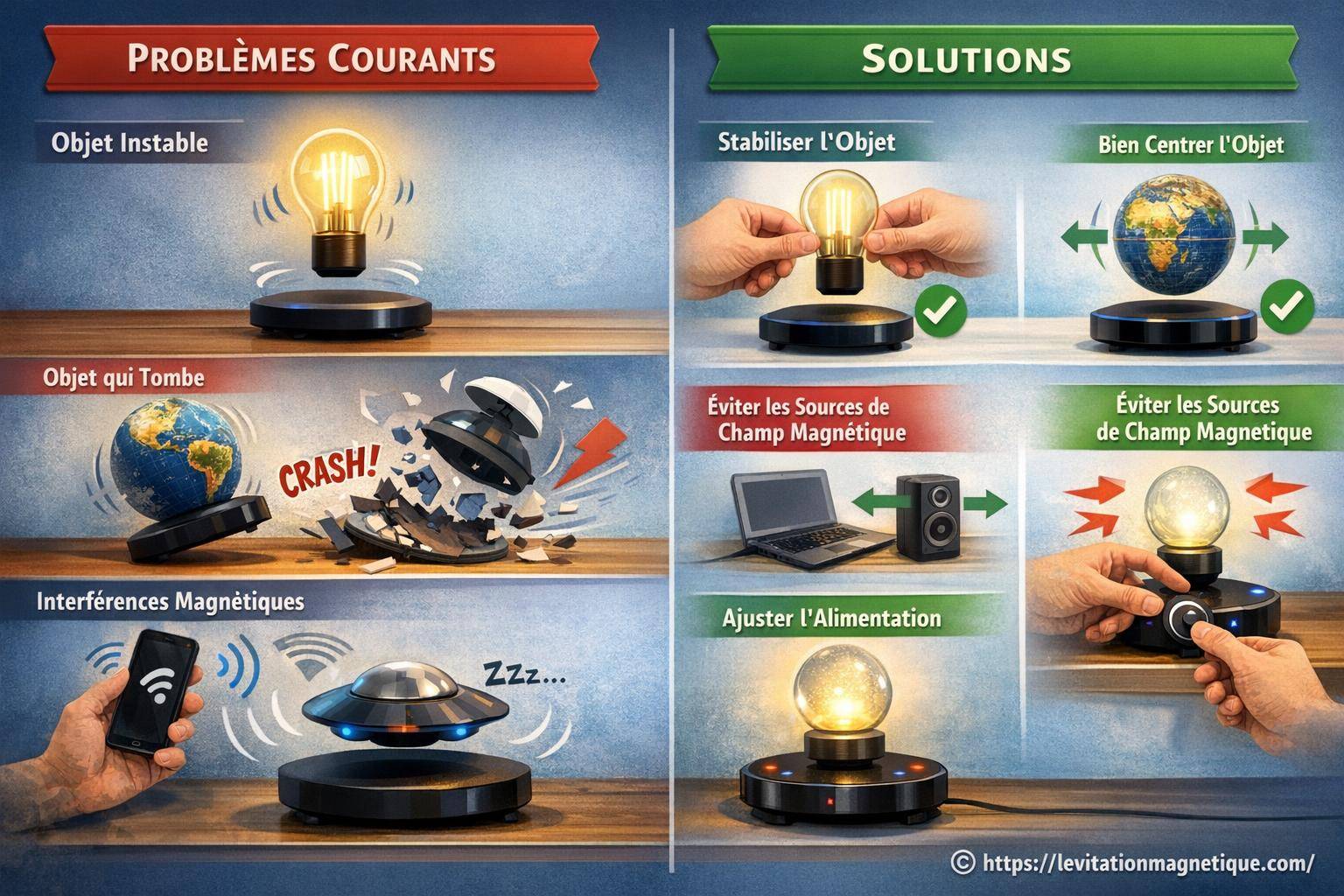 Problèmes courants et solutions pour objets en lévitation : que faire ?
