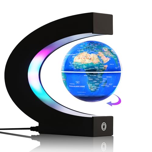 Globe Flottant Magnétique avec Lumières LED 7 Couleurs, Rota