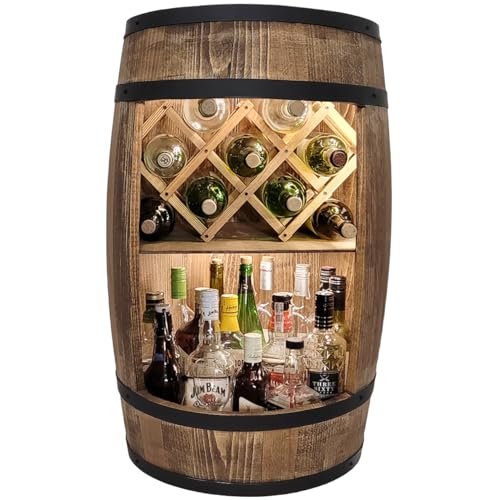 weeco Tonneau Bar en Bois avec Éclairage LED – Casier à Vin 